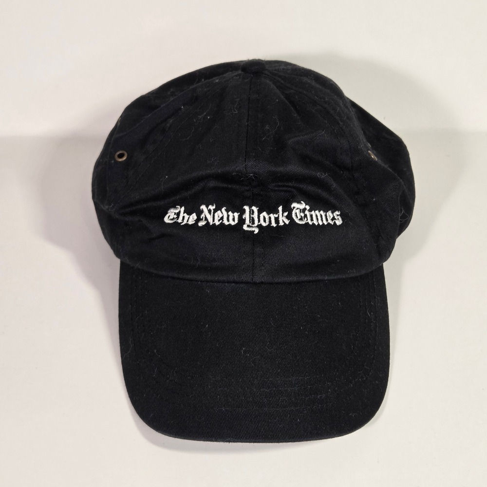 The New York Times Hat Black Cotton Embroidered Logo Dad Cap Adjustable Anvil